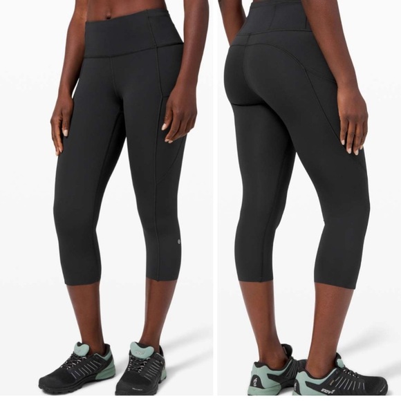 Lululemon Fast Free Crop II Nulux 19" Black Size 6 Pants Tight Leggings Gym Run - Picture 1 of 12
